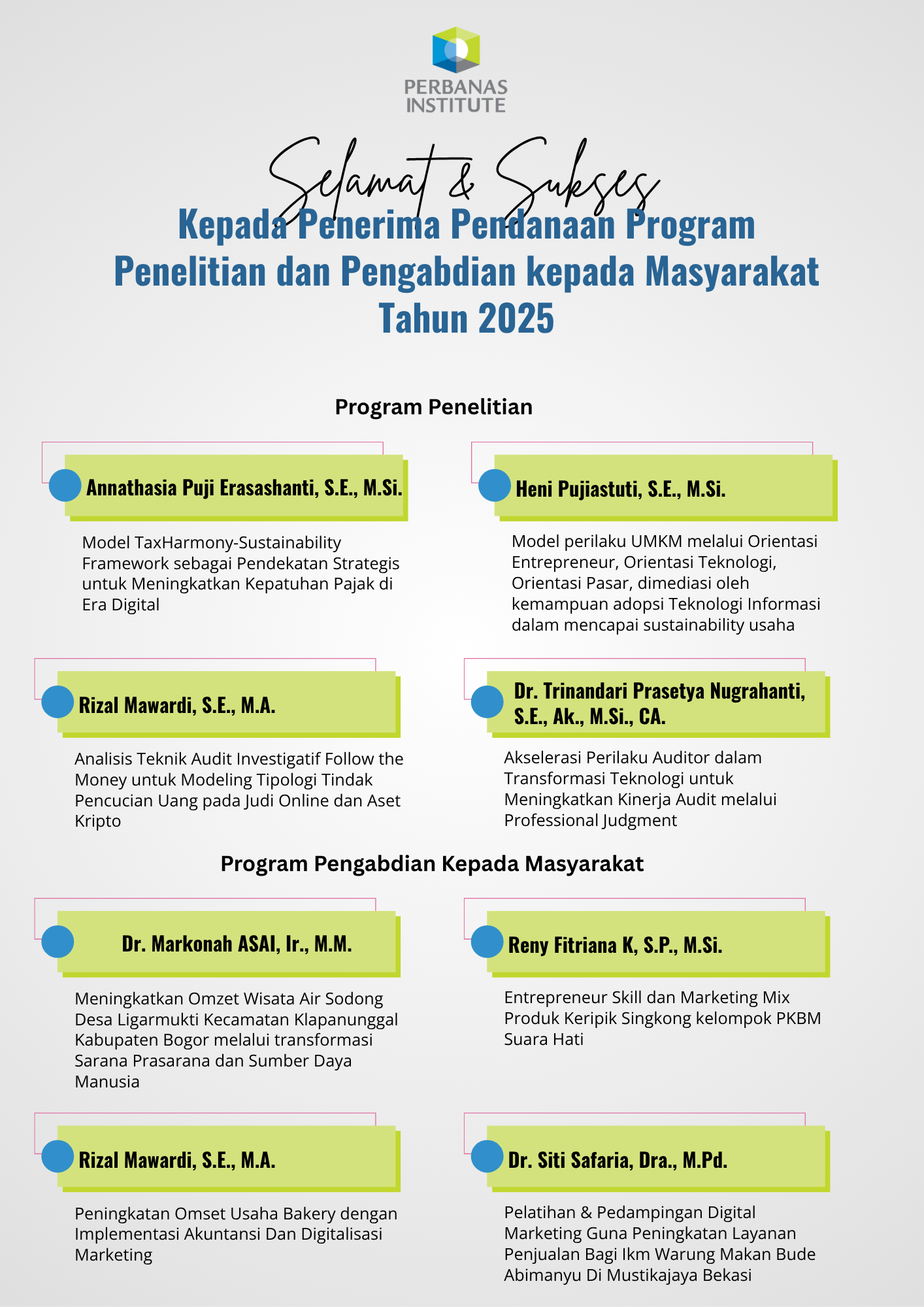 Selamat Kepada Penerima Pendanaan Hibah LLDIKTI